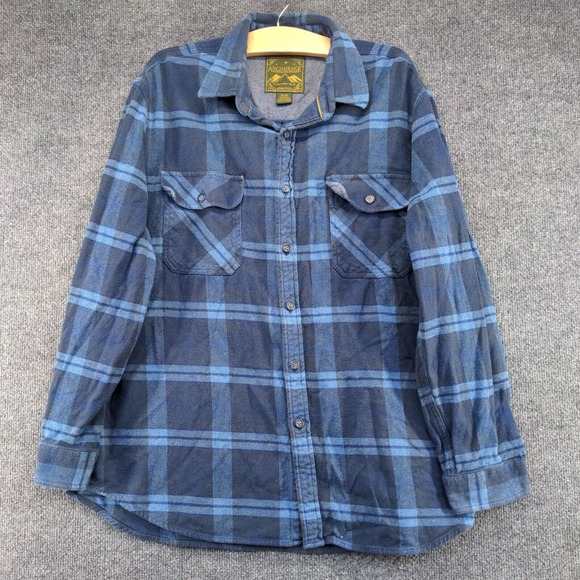 Anchorage Men's Button-Up Shirt Blue XL Long Sleeve Plaid Flap Pockets Flannel - Picture 2 of 11
